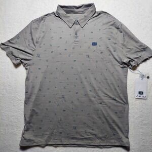 Avid Salt Shores Polo Mens XL Glacier Grey New Fishing Performance Shirt MK52301